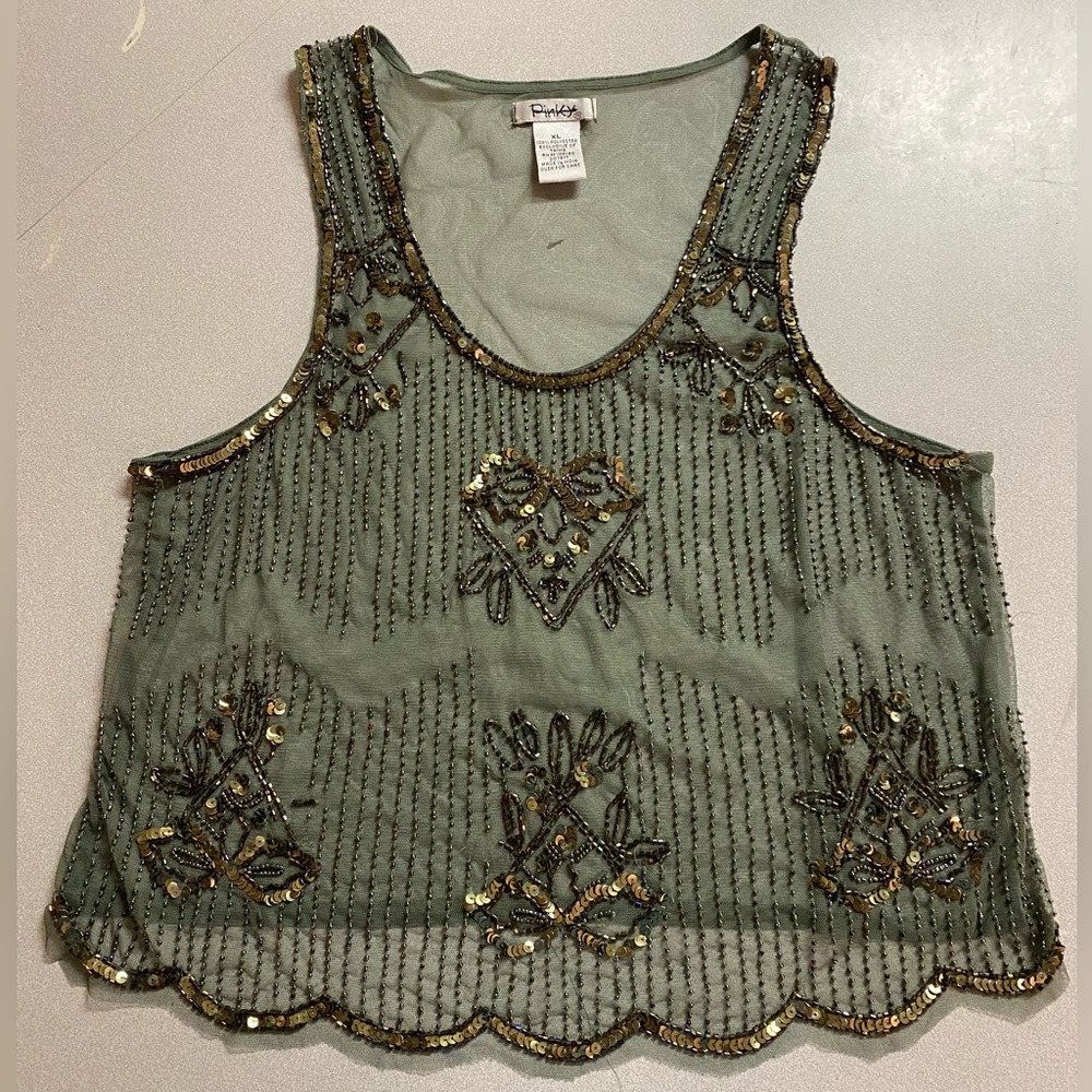 Sheer Green Embellished Top